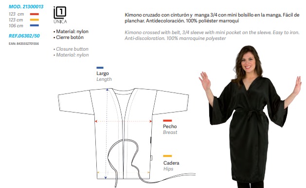 KIMONO NEGRO TALLA UNICA - EUROSTIL