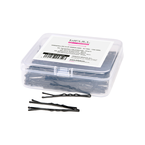 CAJA 150UD HORQUILLAS CLIP ONDULADO NEGRAS 51MM - BIFULL