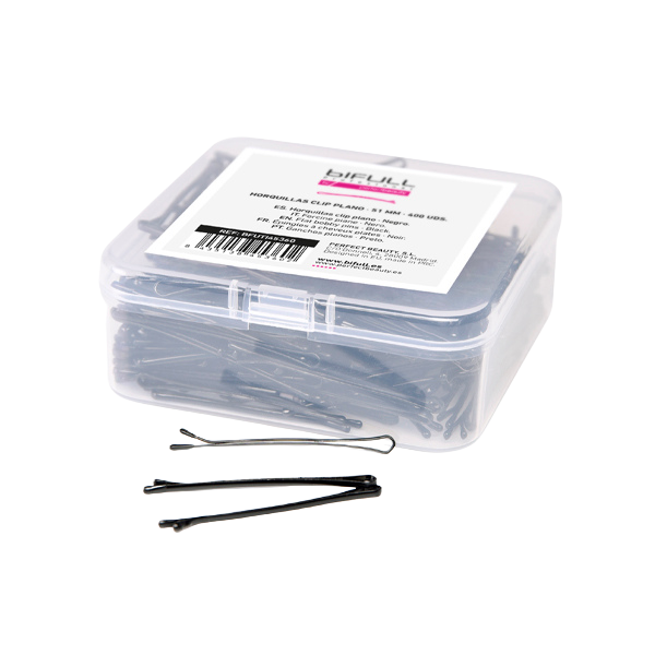 CAJA 400UD HORQUILLAS CLIP PLANO NEGRAS 51MM - BIFULL