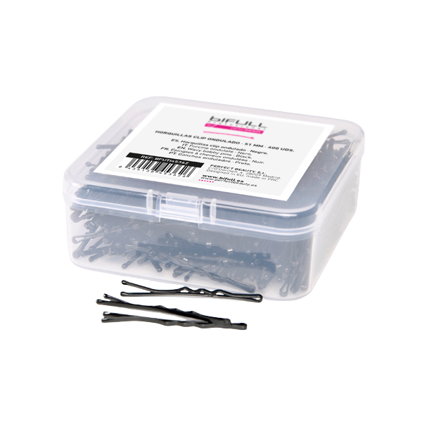 CAJA 400UD HORQUILLAS CLIP ONDULADO NEGRAS 51MM - BIFULL