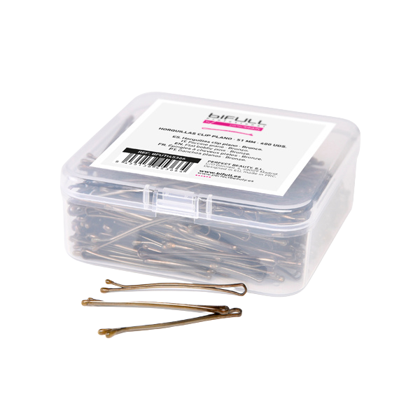 CAJA 400UD HORQUILLAS CLIP PLANO BRONCE 51MM - BIFULL