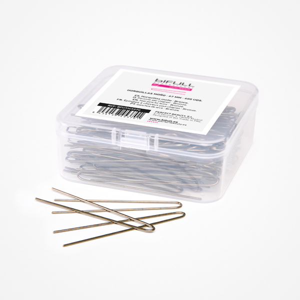 CAJA 400UD HORQUILLAS CLIP MOÑO BRONCE 67MM - BIFULL