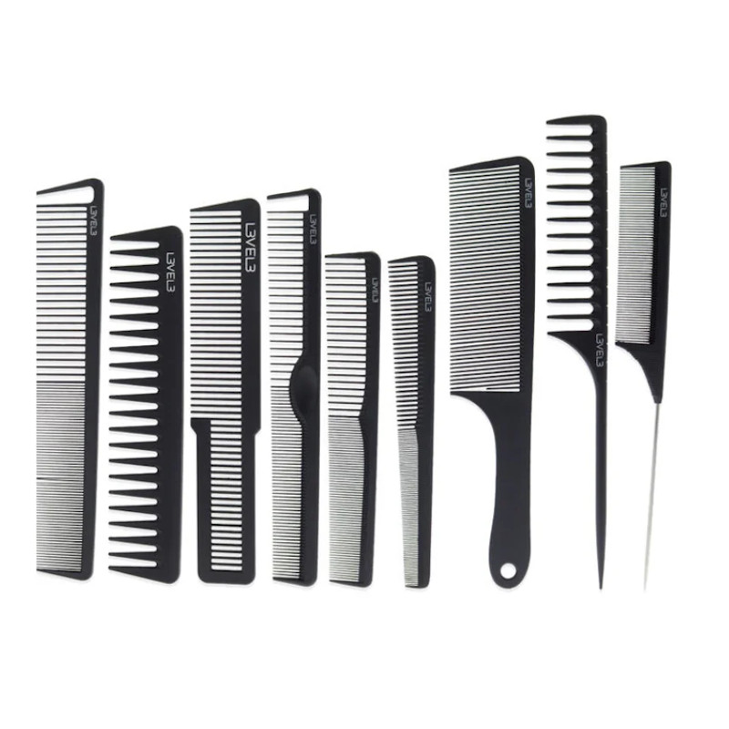 SET DE 9 PEINES CORTE CON FUNDA- L3VEL3