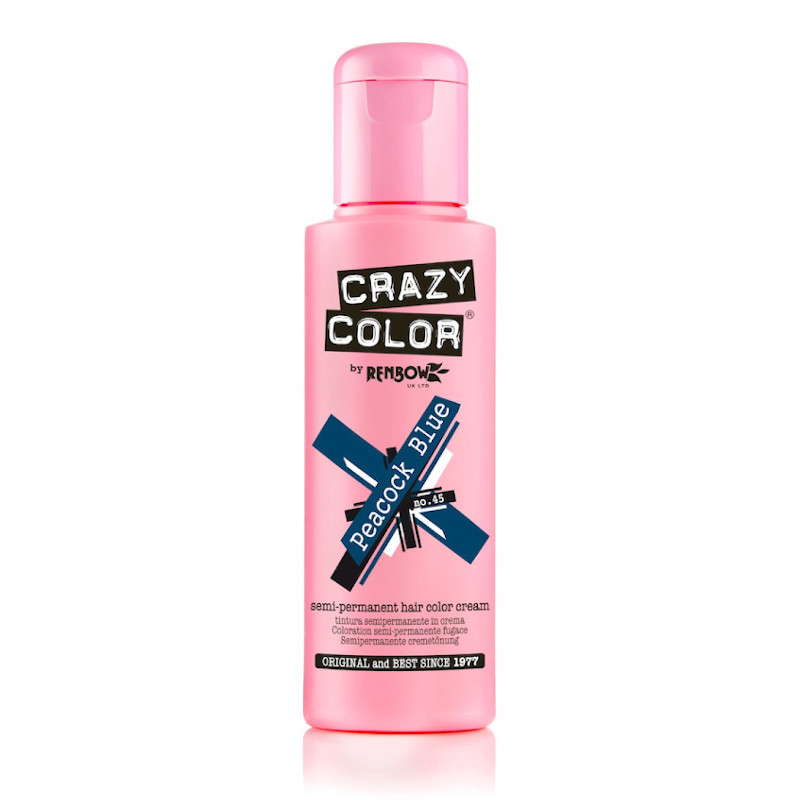 TINTE SEMIPERMANENTE Nº45 PEACOCK BLUE 100ml - CRAZY COLOR