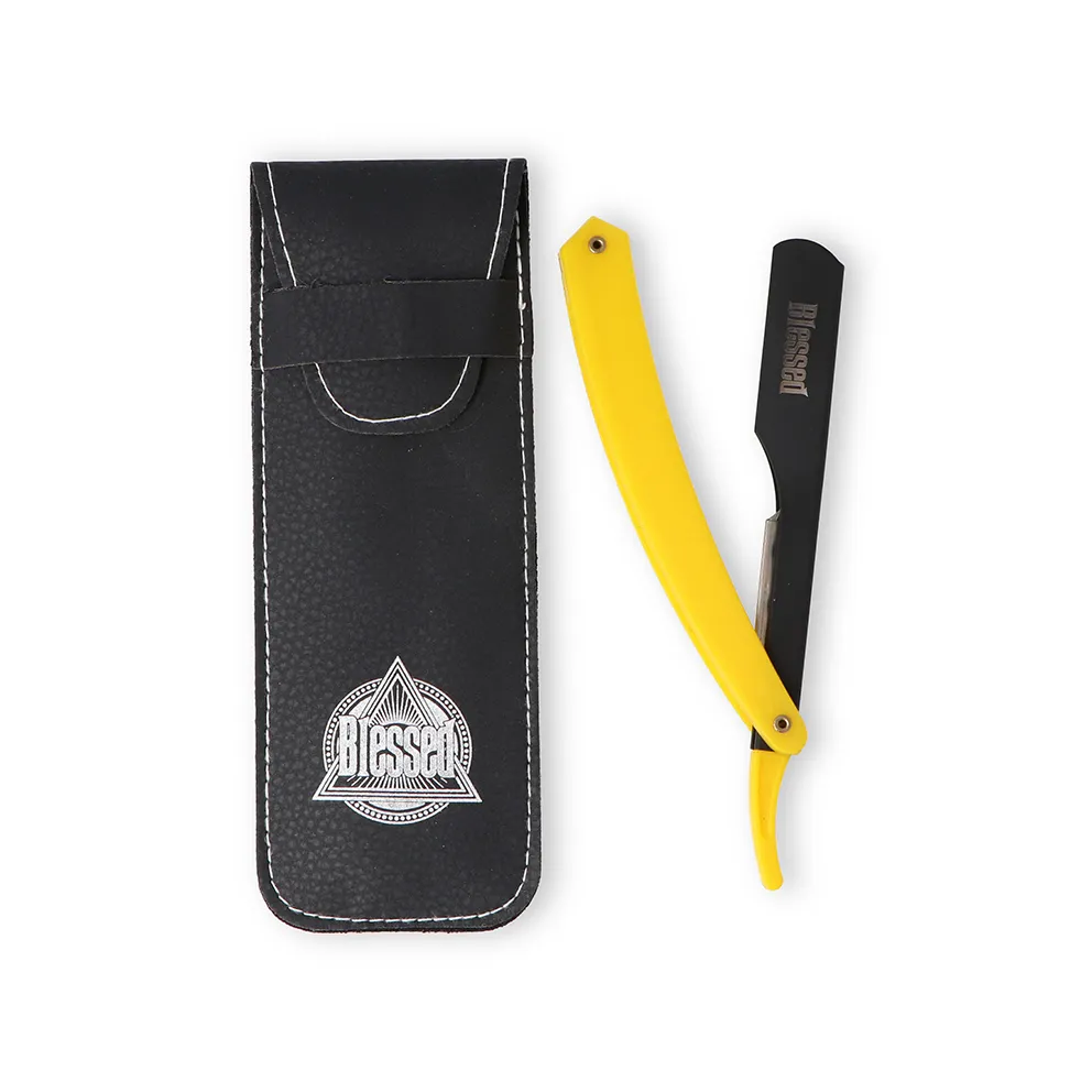 [09170/61] NAVAJA DE CARRIL MANGO PLASTICO AMARILLO -BLESSED
