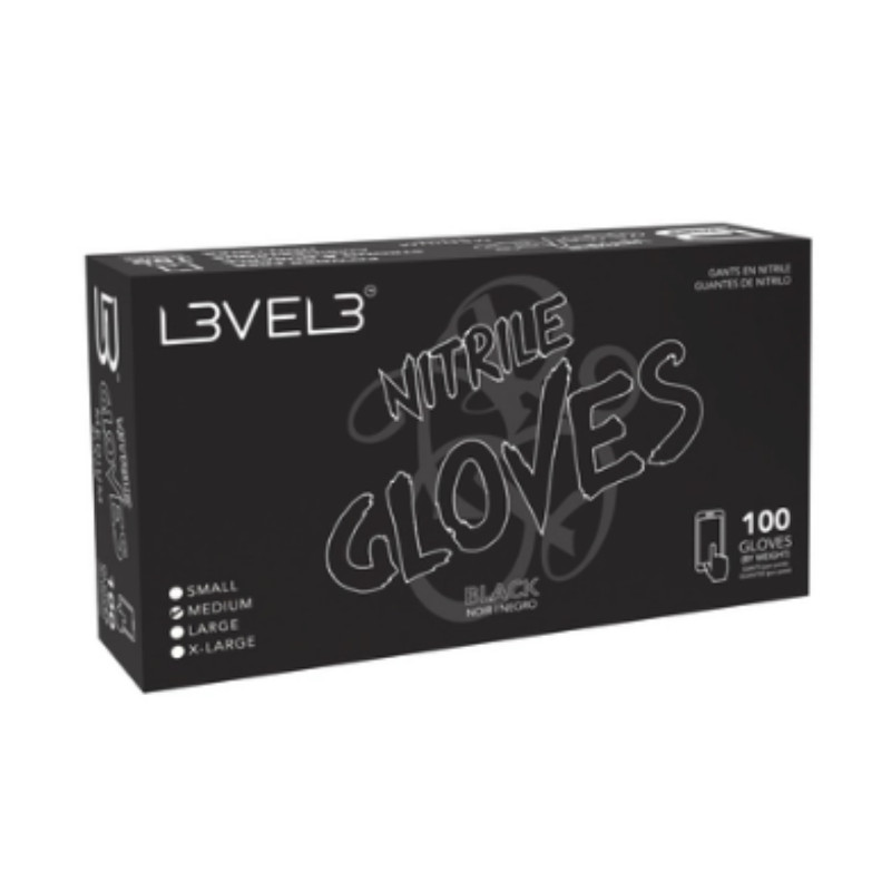 GUANTES NITRILO TALLA M NEGROS 100U - L3VEL3