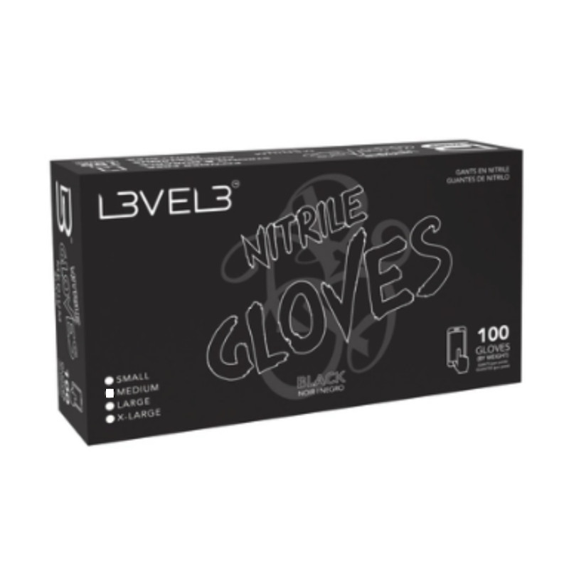 GUANTES NITRILO TALLA L NEGROS 100U - LEVEL 3