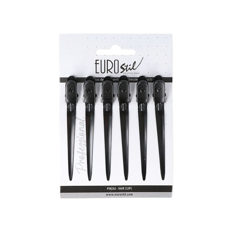 CARTON 6 PINZAS CURVADAS NEGRAS - EUROSTIL
