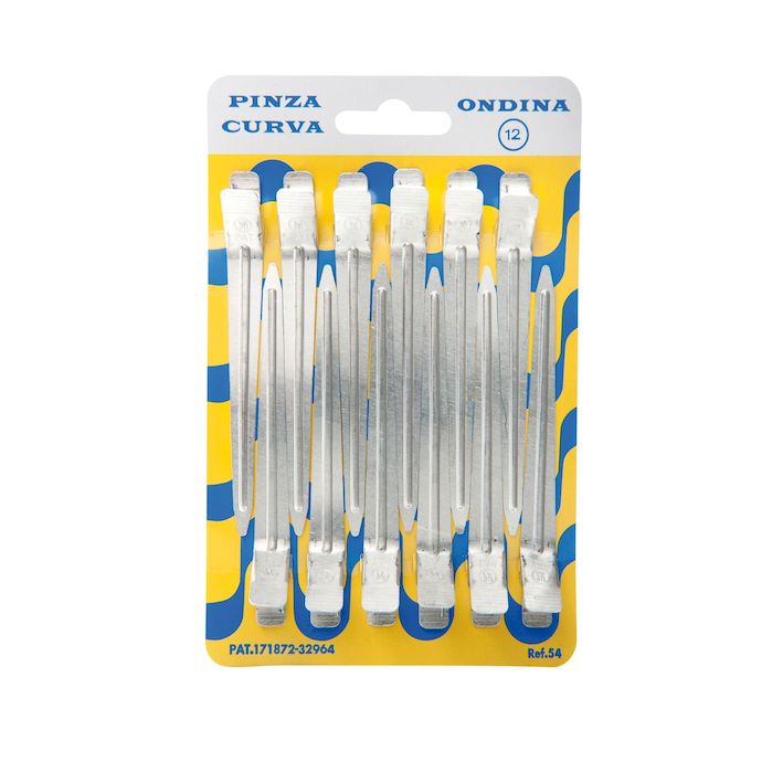 CARTÓN 12 PINZAS CURVADAS ALUMINIO 8.8CM - EUROSTIL