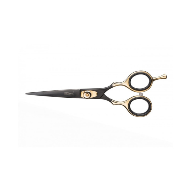 TIJERA CORTE NEGRA MANGO DORADO 5,5" - EUROSTIL