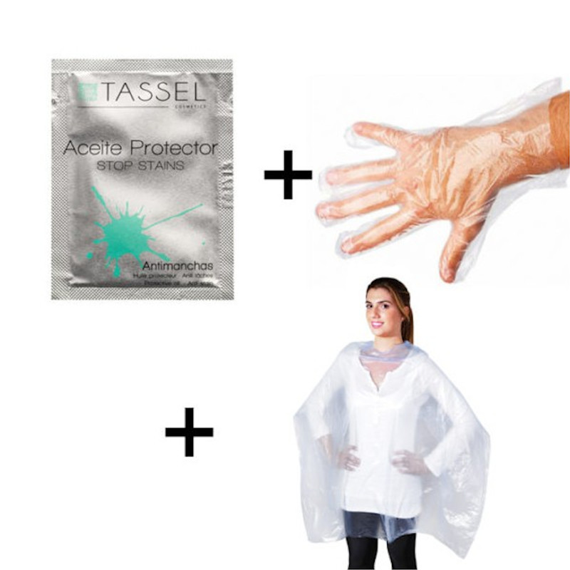 KIT TINTURA (FLUIDO PROTECTOR + GUANTES + CAPA) - TASSEL