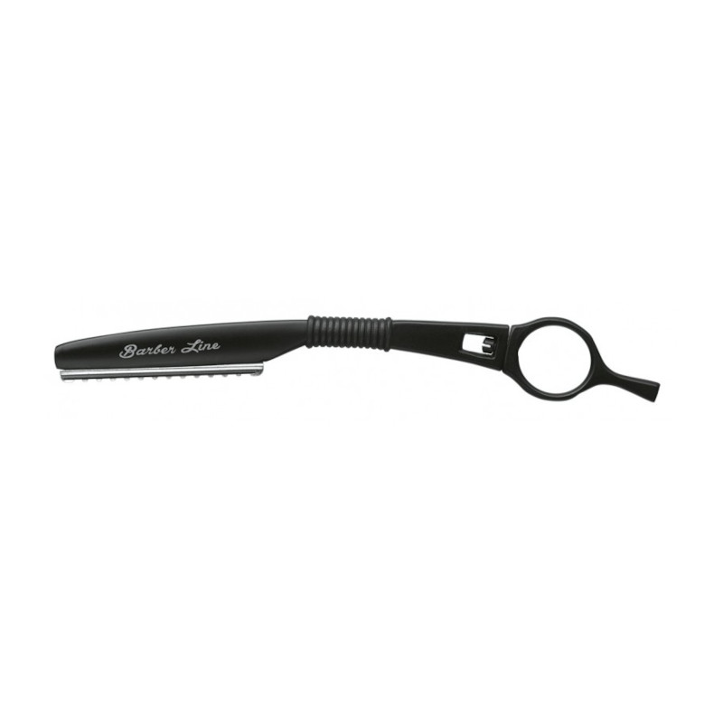 NAVAJA ESCULPIR NEGRA ANILLO GIRATORIO - BARBER LINE