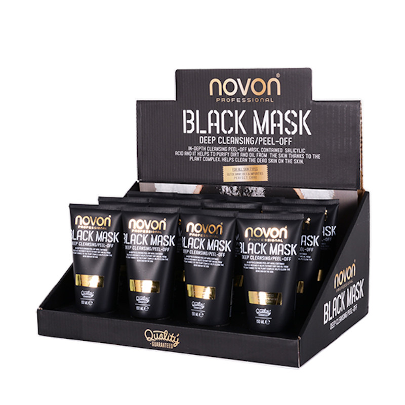 EXPOSITOR MASCARILLA FACIAL NEGRA BLACK MASK DEEP 12UD - NOVON