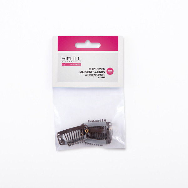 PACK 4UD CLIPS EXTENSIONES 3.2CM CASTAÑOS - BIFULL
