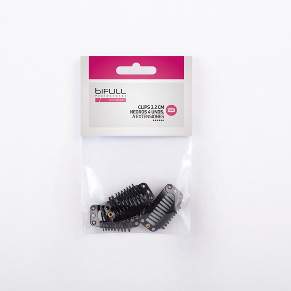 PACK 4UD CLIPS EXTENSIONES 3.2CM NEGRAS - BIFULL
