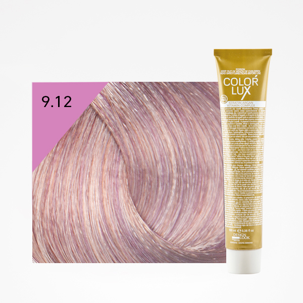 TINTE COLOR LUX 9.12 RUBIO CLARÍSIMO CENIZA VIOLETA 100ML - DESIGN LOOK