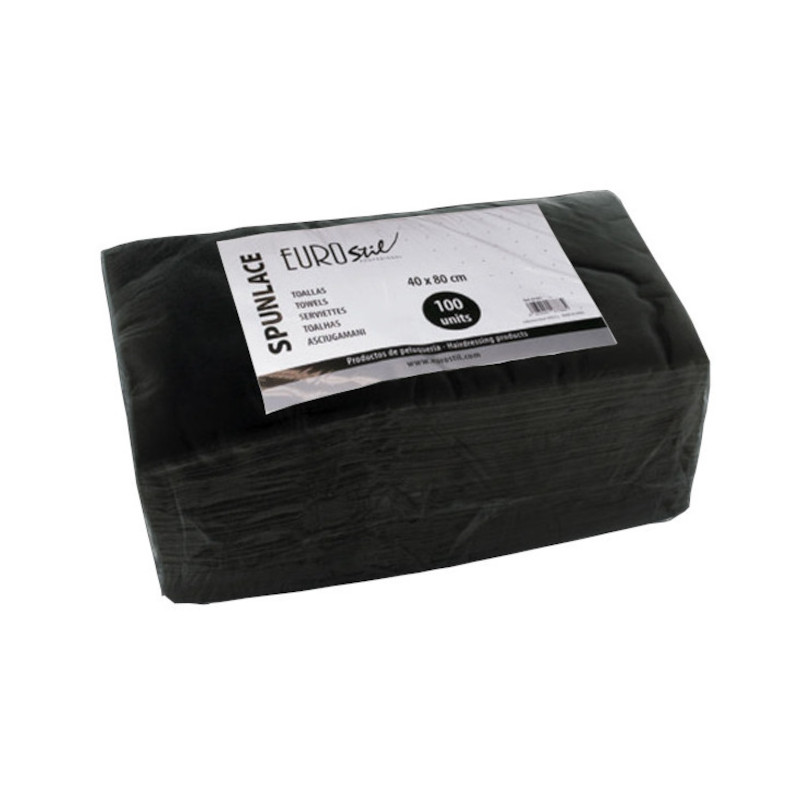BOLSA 100 TOALLAS NEGRAS SPUNLACE 40X80CM - EUROSTIL