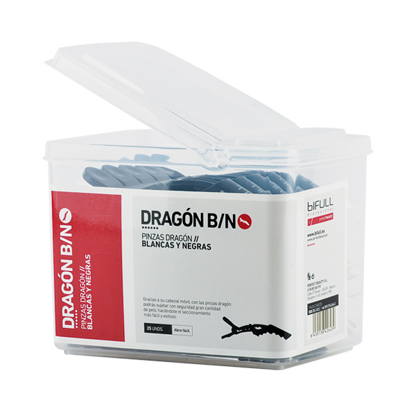 [17623] BOTE 25UDS PINZAS DRAGÓN BLANCAS Y NEGRAS - BIFULL
