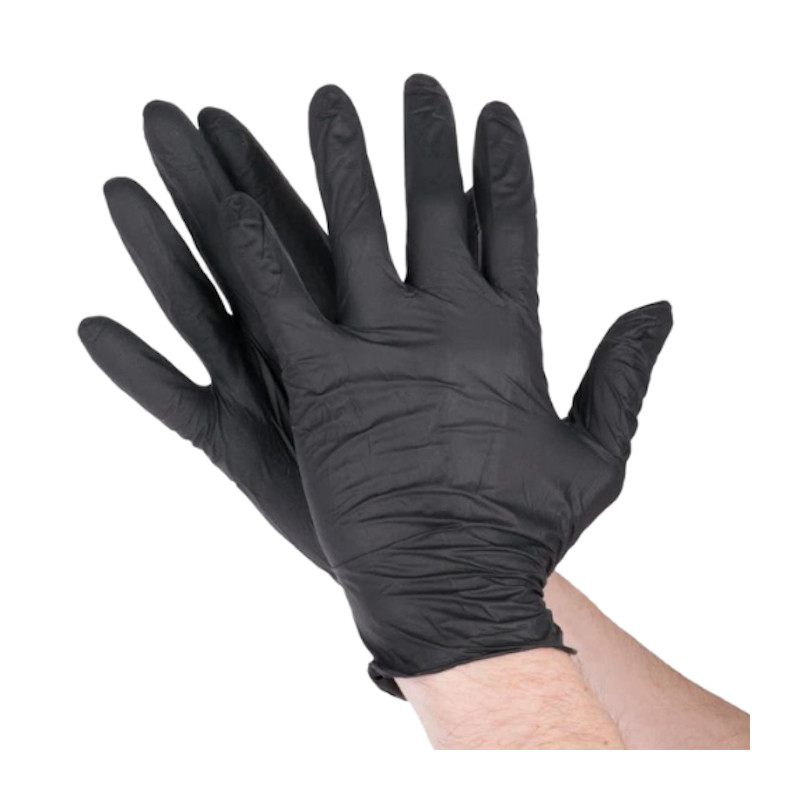 [02834] CAJA 20 GUANTES TALLA L LATEX NEGRO - EUROSTIL