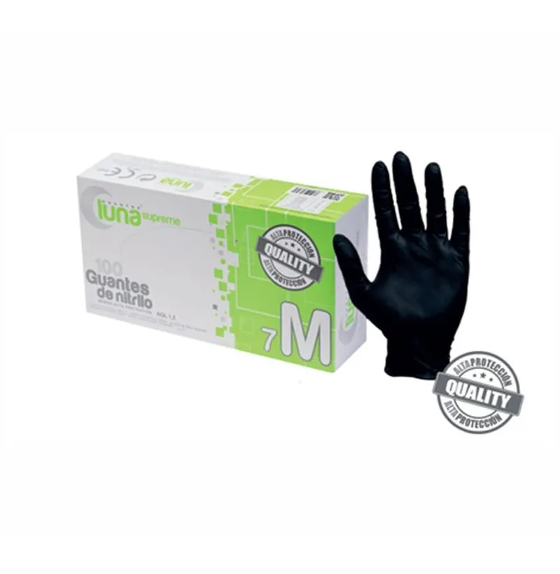 CAJA 20 GUANTES TALLA M NITRILO NEGRO - LUNA