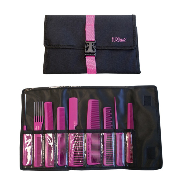 [03928/99] ESTUCHE PROFESIONAL 9 PEINES ROSAS - EUROSTIL