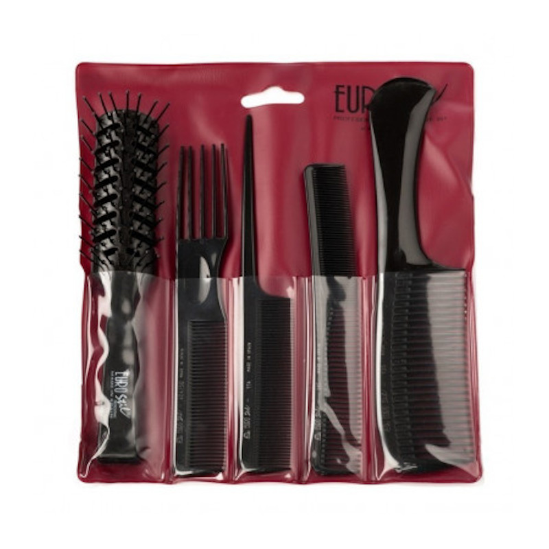 [00951] ESTUCHE ROJO PROFESIONAL 6 PEINES - EUROSTIL