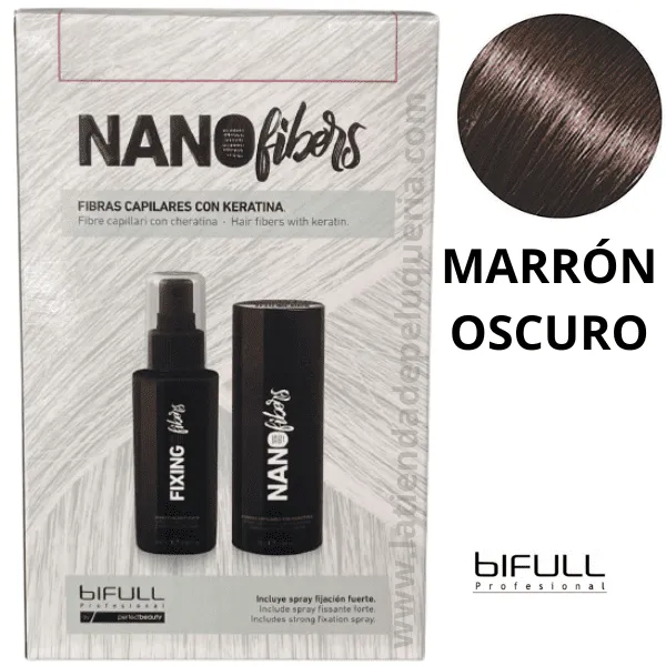 [24164] FIBRA CAPILAR MARRÓN OSCURO + FIJADOR - BIFULL