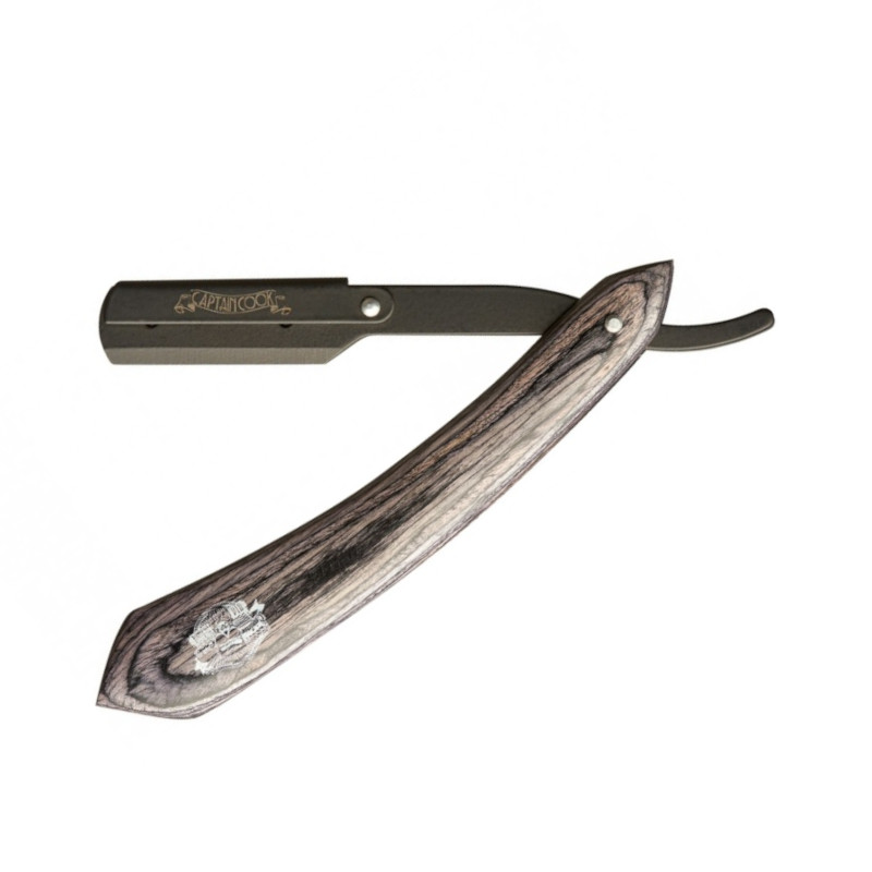 [04985] NAVAJA AFEITAR MANGO MADERA NEGRA - CAPTAIN COOK