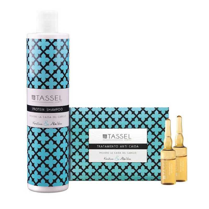 [03550] PACK 12 AMPOLLAS ANTICAÍDA & CHAMPU 400ML - TASSEL