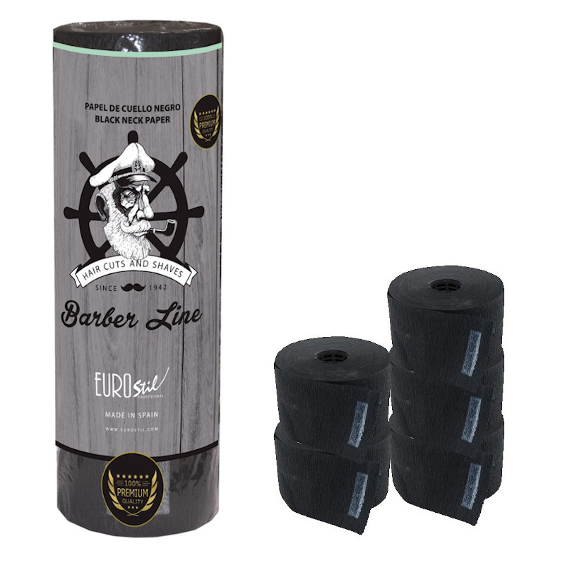[06596] PACK 5 ROLLOS PAPEL NEGRO - BARBER LINE