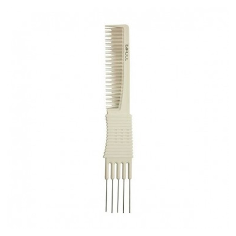 [8998] PEINE AHUECADOR 5 PUAS METAL BLANCO - BIFULL