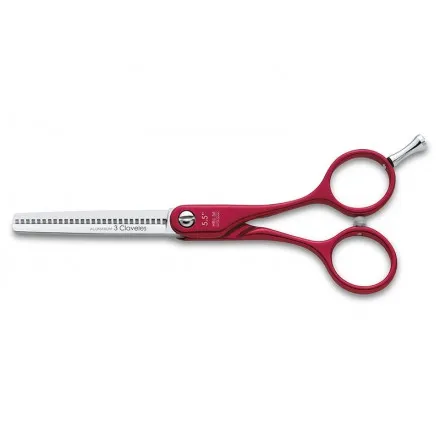[38017] TIJERA DURALUMINIO ROJA ES 28 5.5" D - 3 CLAVELES
