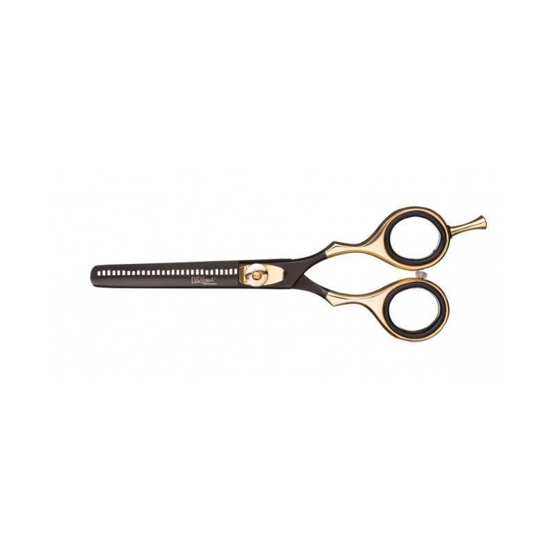 TIJERA ESCULPIR NEGRA MANGO DORADO 5,5" - EUROSTIL