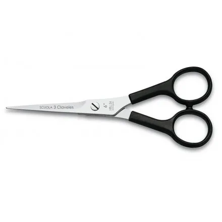 [38019] TIJERA PELUQ. SCUOLA 6" NEGRA D - 3 CLAVELES