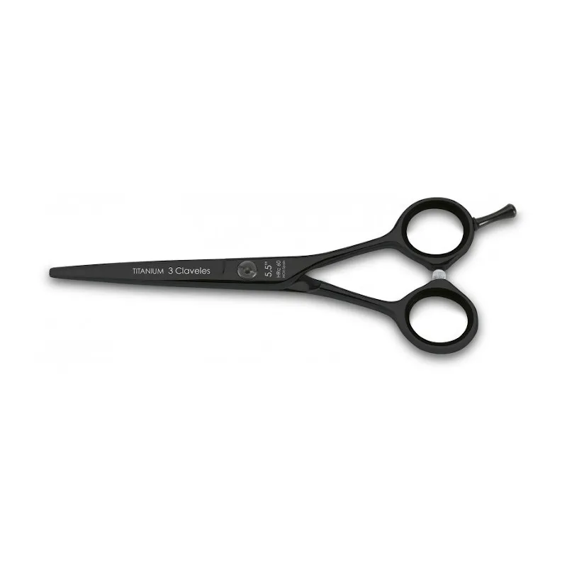 [38000] TIJERA PELUQUERIA TITANIUM 5,5" E - 3 CLAVELES