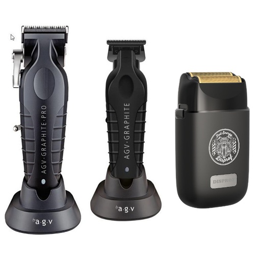 [PACKAGV] PACK MÁQUINA CORTE GRAPHITE + RETOQUE GRAPHITE PRO + AFEITADORA SPIRIT BLACK