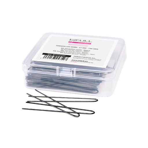 [BFUTI45352 40708] CAJA 150UD HORQUILLAS CLIP MOÑO NEGRAS 67MM - BIFULL
