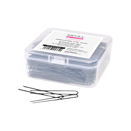 [BFUTI45364 40717] CAJA 400UD HORQUILLAS CLIP MOÑO NEGRAS 67MM - BIFULL