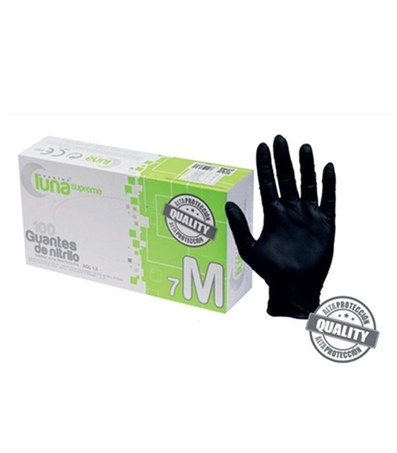 [42746] CAJA 20 GUANTES TALLA M NITRILO NEGRO - LUNA