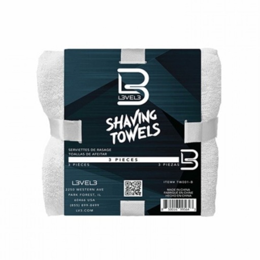 [TW001B] 3 TOALLAS AFEITADO BLANCAS - L3VEL3