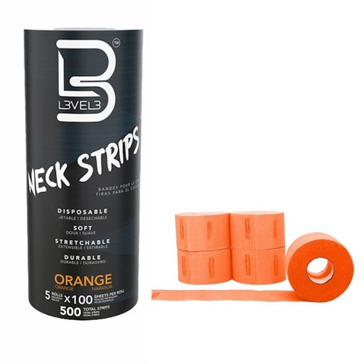 [R029O 42685] 5 ROLLOS PAPEL CUELLO NARANJA FLÚOR - L3VEL3