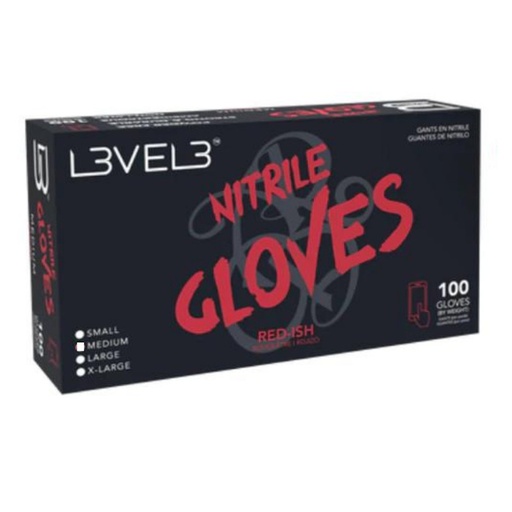 [11302] GUANTES NITRILO TALLA L ROJOS 100U - L3VEL3