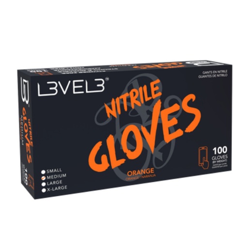 [11501] GUANTES NITRILO TALLA M NARANJAS 100U - L3VEL3