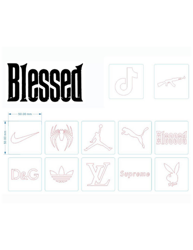 [BLPL-2002] 12x PLANTILLAS HAIR TATTOO MODELO B - BLESSED