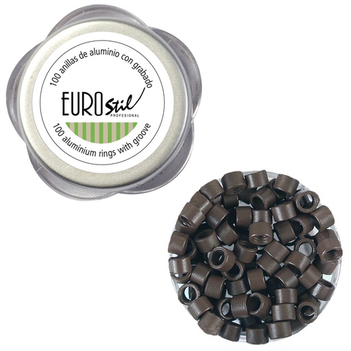 [02913] BOTE 100 ANILLAS ALUMINIO CON GRABADO Nº5 MARRÓN MEDIO - EUROSTIL