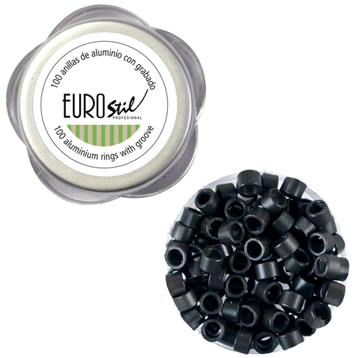 [02911] BOTE 100 ANILLAS ALUMINIO CON GRABADO Nº1 NEGRO - EUROSTIL