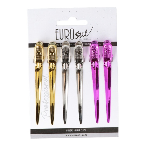 [07614] CARTON 6 PINZAS CURVADAS COLORES - EUROSTIL