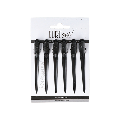 [07614/50   ] CARTON 6 PINZAS CURVADAS NEGRAS - EUROSTIL