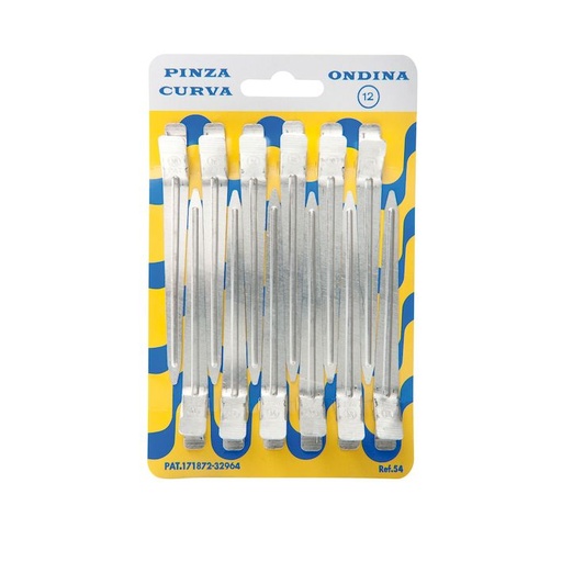 [00054] CARTÓN 12 PINZAS CURVADAS ALUMINIO 8.8CM - EUROSTIL