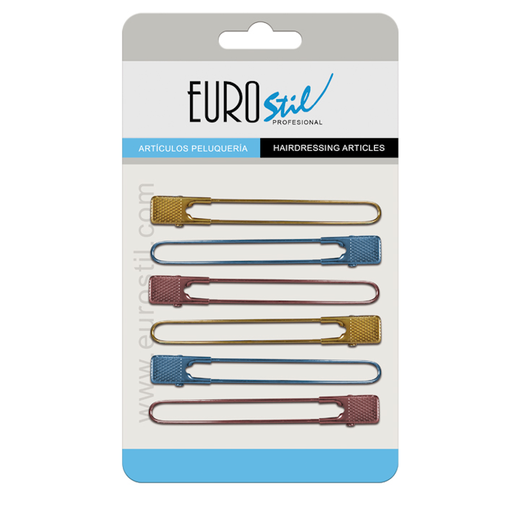 [00803] CARTONES 6 PINZAS SEPARACIÓN METAL COLORES 11.7CM - EUROSTIL